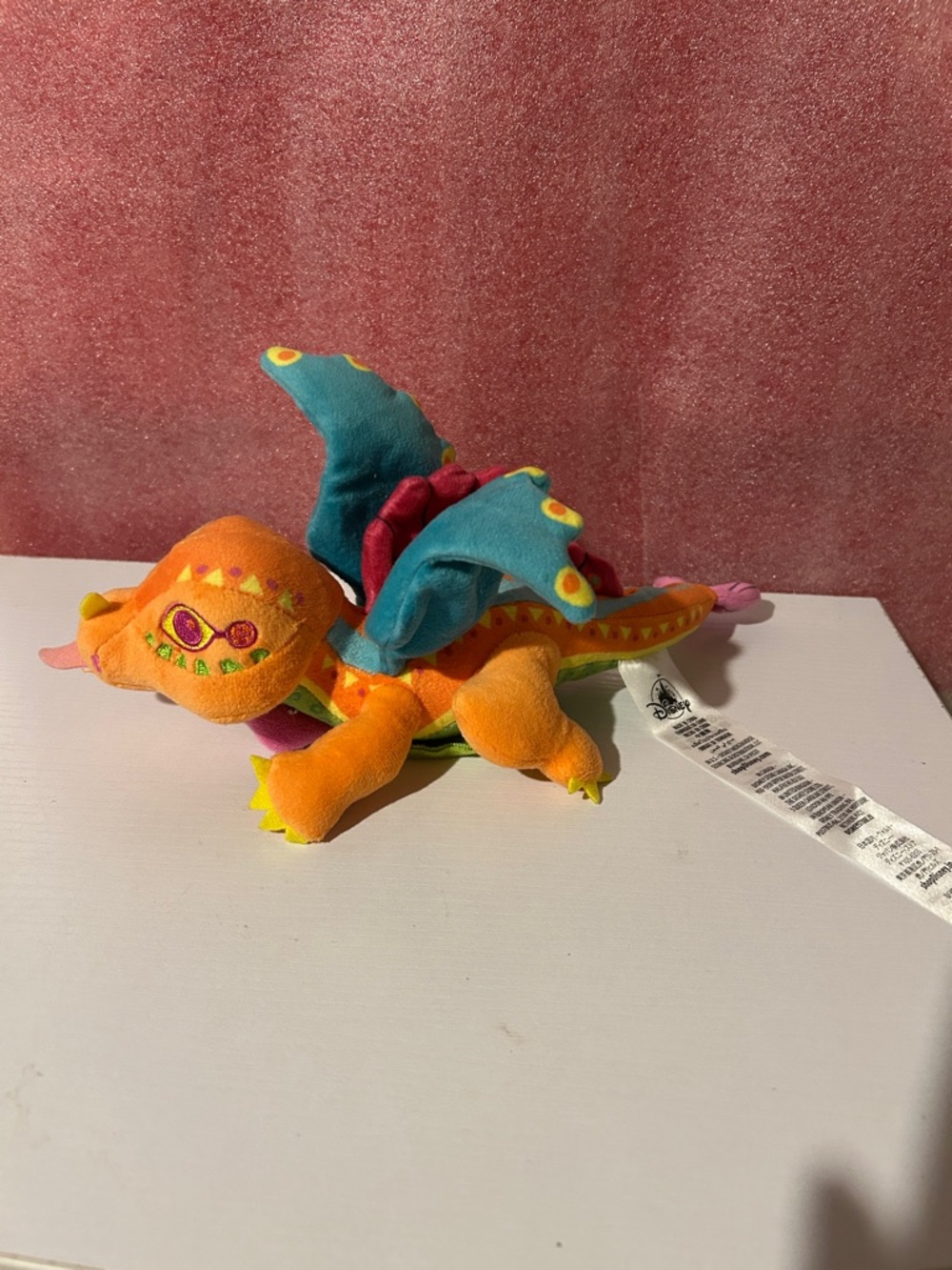 Disney Bright Orange Plush Coco lizard Dragon with magnetic shoulder attachment
